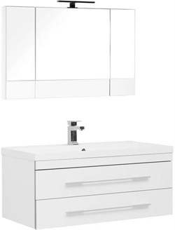 AQUANET Верона NEW 100 Комплект мебели для ванной комнаты (подвесной 2 ящика) - фото 145672