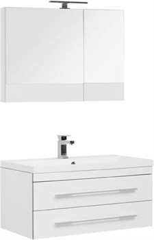 AQUANET Верона NEW 90 Комплект мебели для ванной комнаты (подвесной 2 ящика) - фото 145803