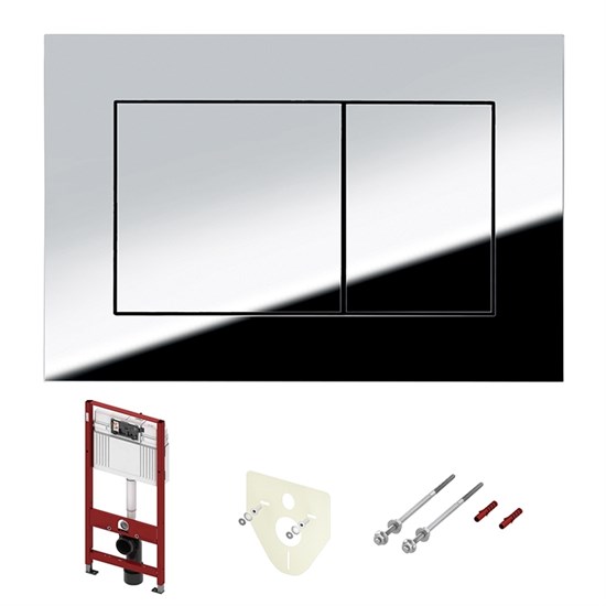 Комплект для установки подвесного унитаза: застенный модуль, пластиковая панель смыва TECEnow, хром глянцевый 9400412 - фото 169785