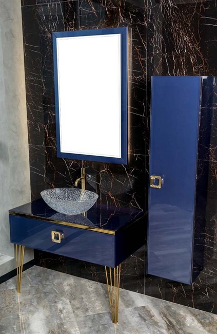 ARMADIART Столешница стекло 100см прямая Насыщенный синий - фото 173585