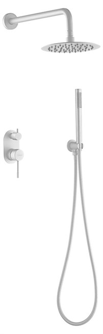 BOHEME Смеситель встроенный + верхний+ ручной душ, Uno. Matt White - фото 174801