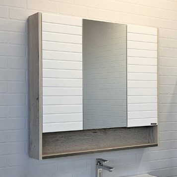 COMFORTY Зеркало-шкаф Клеон-90 серый муар - фото 175702