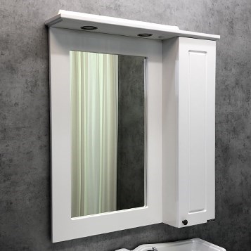 COMFORTY Зеркало-шкаф "Палермо-80" белый глянец - фото 176363