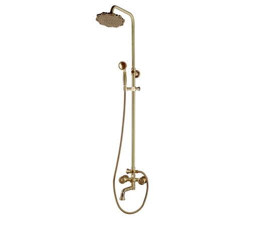 Bronze de Luxe Royal Комплект для ванной и душа двухручковый резной  излив (20см), лейка "Цветок" (10121PF) - фото 191955