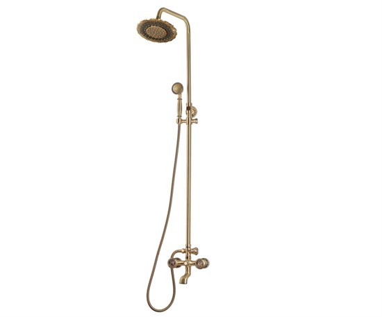 Bronze de Luxe Royal Комплект для ванной и душа двухручковый короткий (10см) излив, "Двойной цветок" (10121DF) - фото 191960