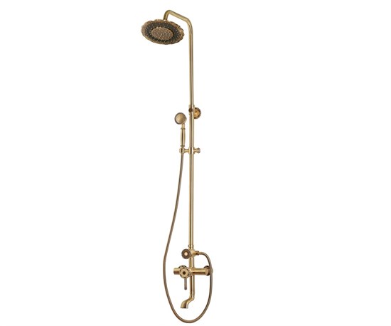 Bronze de Luxe Windsor Комплект для ванной и душа одноручковый короткий (10см) излив, лейка "Двойной цветок" (10120DF) - фото 192029