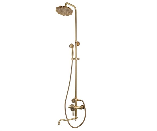 Bronze de Luxe Windsor  Комплект для ванной и душа одноручковый длинный  (25см) излив, лейка "Цветок" (10120DF/1) - фото 192036