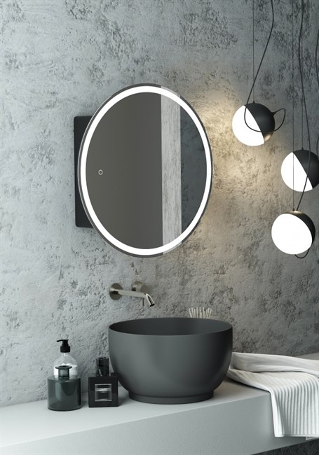 CONTINENT Зеркало-шкаф TORNEO D600 цвет черный со светодиодной подсветкой - фото 192176