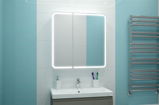 CONTINENT Зеркало-шкаф ELLIOTT 800х800 белый со светодиодной подсветкой - фото 192361