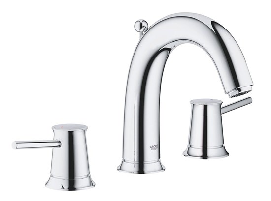 GROHE 20470000 BauClassic Смеситель для раковины двухвентильный, на 3 отверстия, монтаж на раковину, хром GROHE-20470000 - фото 199832