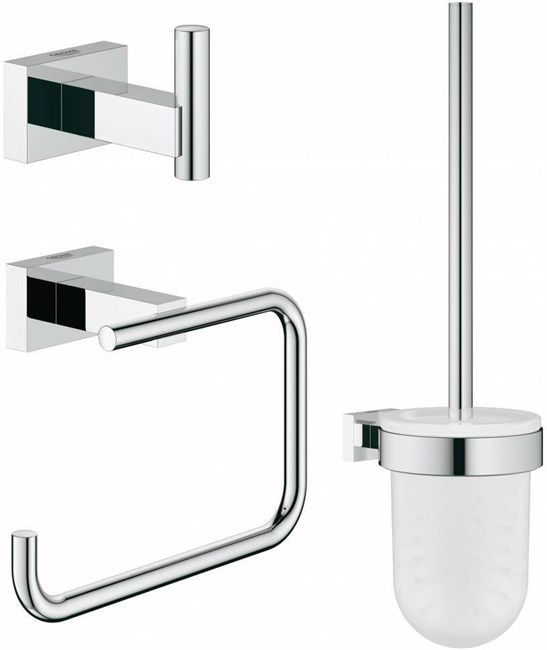 GROHE Набор аксессуаров 3 предмета: Ершик, держатель бумаги, крючок Essentials Cube 40757001 хром GROHE-40757001 - фото 200756