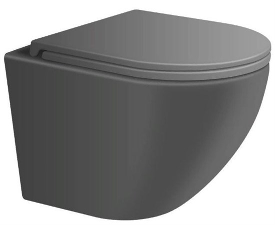 SINTESI Унитаз подвесной безободковый  EVI серый матовый с крышкой-сиденьем дюропласт, микролифт - фото 207409