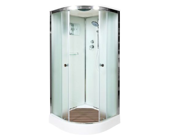 DETO Душевая кабина D08S, размер 80x80 см, профиль глянцевый хром, стекло матовое D08S - фото 214384