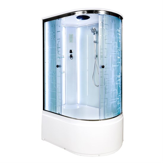 DETO Душевая кабина EM4512L LED, размер 120x80 см, профиль глянцевый хром, стекло с узором EM4512LLED - фото 219929