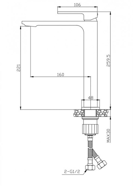 BELBAGNO Luce Смеситель для накладных раковин, без донного клапана, золото LUC-LMC-ORO-W0 LUC-LMC-ORO-W0 - фото 234753