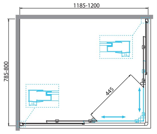 BELBAGNO Due Душевой уголок прямоугольный, размер 120х80 см, двери раздвижные, стекло 5 мм - фото 235753