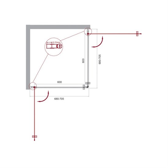 BELBAGNO Etna Душевой уголок квадратный, размер 70х70 см, двери распашные, стекло 6 мм - фото 235775