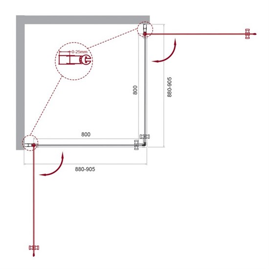 BELBAGNO Etna Душевой уголок квадратный, размер 90х90 см, двери распашные, стекло 6 мм - фото 235777