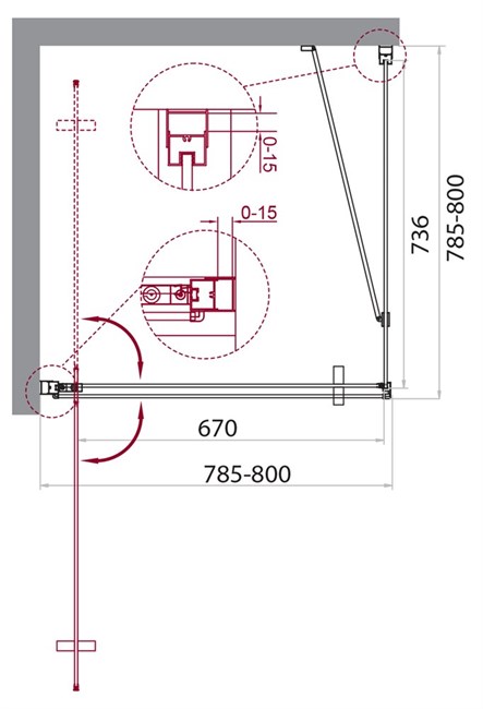 BELBAGNO Marmi Душевой уголок квадратный, размер 80х80 см, двери распашные, стекло 8 мм - фото 235923