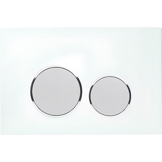 AQUATEK Панель смыва Белая,закаленное стекло (клавиша круглая,ободок хром) KDI-0000028 - фото 239115