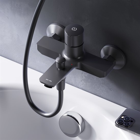 AM.PM F85A10522 X-Joy TouchReel смеситель д/ванны/душа нажимной, черный - фото 240801