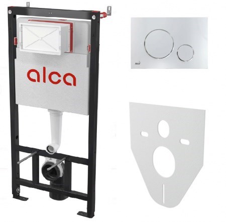 ALCA PLAST Set с инсталляцией, кнопкой хром - фото 246646