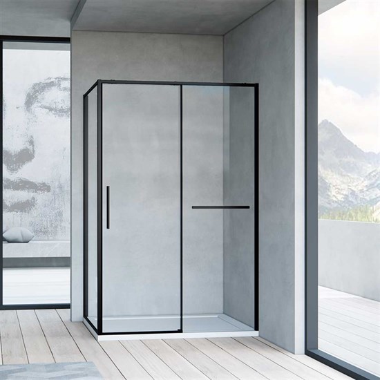 VINCEA Slim Soft Душевой уголок двери раздвижные, размер 110х80 см, профиль - черный  / стекло - прозрачное, стекло 6 мм - фото 247085