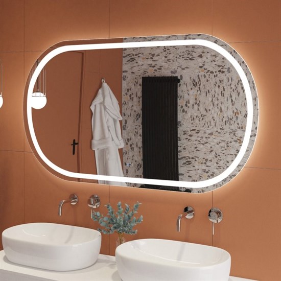 CEZARES Giubileo Зеркало со встроенной подсветкой, сенсорным выключателем и подогревом, 12V, 220-240V, 1400x800x30 - фото 247886