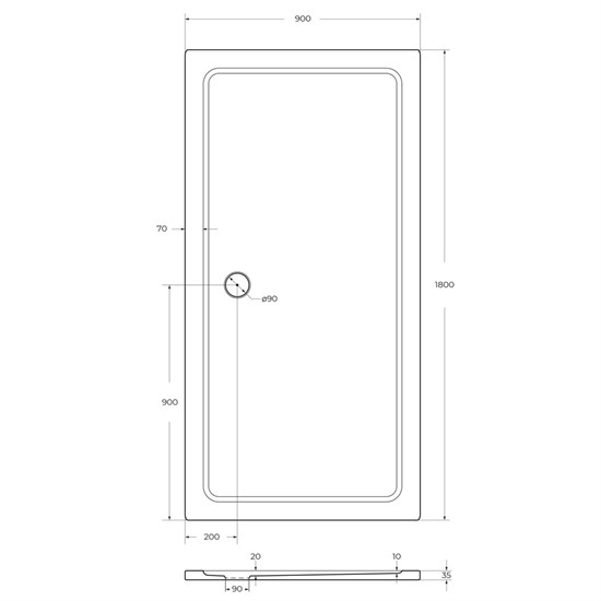 CEZARES Поддон SMC TRAY-M-AH-180/90-35-W прямоугольный, размер 180х90 см, высота 3,5 см, цвет белый TRAY-M-AH-180/90-35-W - фото 248050