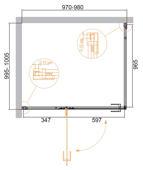 CEZARES Bellagio Душевой уголок квадратный двери распашные, профиль - черный / стекло - прозрачное, размер 100х100 см, стекло 8 мм - фото 248817