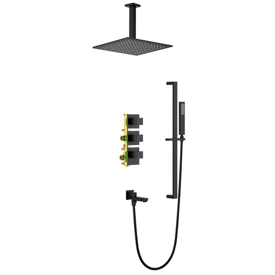 TIMO Selene Душевая система встроенная с термостатом (SX-2239/03SM), цвет черный матовый SX-2239/03SM - фото 251671