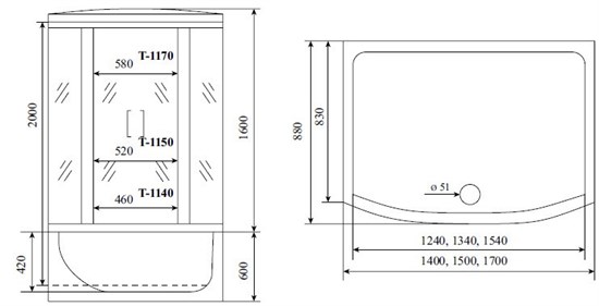 TIMO Standart Душевая кабина прямоугольная, размер 150х88 см, профиль - хром / стекло - прозрачное, двери раздвижные - фото 252637