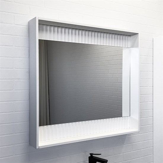 COMFORTY Зеркало-короб Марсель-90 белое матовое с подсветкой - фото 254665