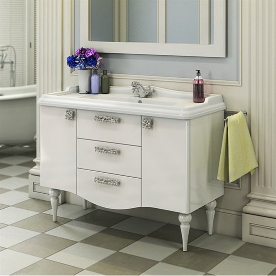 COMFORTY Тумба-умывальник напольный "Монако-120" белый глянец с раковиной 3312 COMFORTY 3132224 - фото 254691