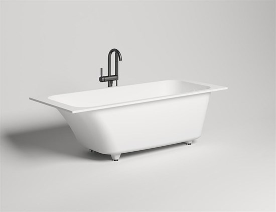 SALINI Orlanda Встраиваемая ванна с прямоугольной чашей, регулируемые ножки, донный клапан "Up&Down" белый, сифон, интегрированный слив-перелив размер 170х80 см, белый матовый - фото 256635