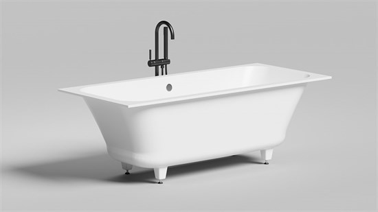 SALINI Orlanda Встраиваемая ванна с прямоугольной чашей, регулируемые ножки, донный клапан "Up&Down" белый, сифон, интегрированный слив-перелив размер 170х75 см, белый матовый - фото 256719