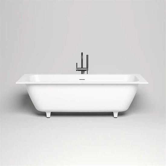 SALINI Orlanda Встраиваемая ванна с прямоугольной чашей, регулируемые ножки, донный клапан "Up&Down" белый, сифон, интегрированный слив-перелив размер 180х80 см, белый матовый - фото 256765