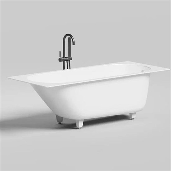 SALINI Ornella Встраиваемая ванна с прямоугольной чашей, регулируемые ножки, донный клапан "Up&Down" белый, сифон, интегрированный слив-перелив размер 170х70 см, белый матовый - фото 256829