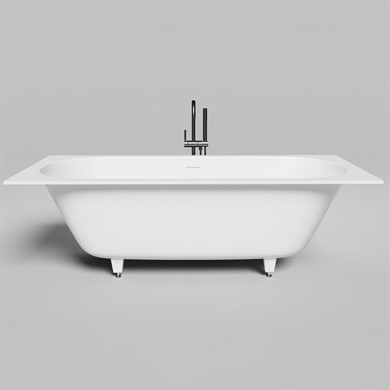 SALINI Ornella Встраиваемая ванна с прямоугольной чашей, регулируемые ножки, донный клапан "Up&Down" белый, сифон, интегрированный слив-перелив размер 190х80 см, белый матовый - фото 257395
