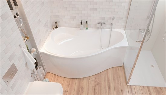 1MARKA Gracia Ванна асимметричная пристенная размер 160х95 см, цвет белый - фото 259106