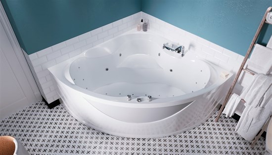 1MARKA Luxe Ванна угловая пристенная размер 155х155 см, цвет белый - фото 259132