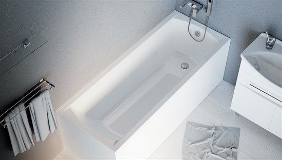 1MARKA Modern Ванна прямоугольная пристенная размер 130х70 см, цвет белый - фото 259136