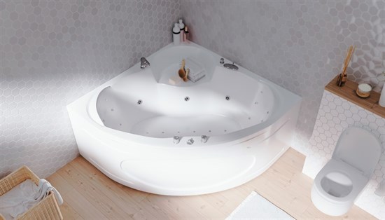 1MARKA Trapani Ванна угловая пристенная размер 140х140 см, цвет белый - фото 259181