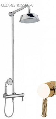 CEZARES Olimp Душевая стойка со смесителем для верхнего и ручного душа, исполнение золото 24 карат - фото 261939
