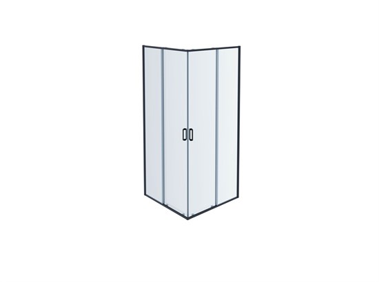 AQUATEK Душевой уголок квадратный, двери раздвижные 900x900x2000 профиль черный, стекло прозрачное 6 мм - фото 276194