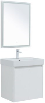 AQUANET Мебель для ванной подвесная / напольная Nova Lite 60 белый глянец (2 дверцы) - фото 278823