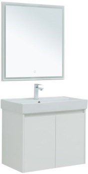 AQUANET Мебель для ванной подвесная / напольная Nova Lite 75 белый глянец (2 дверцы) - фото 278869