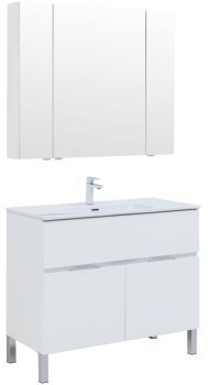 AQUANET Мебель для ванной напольная напольнаяАлвита New 100 1 ящик, 2 дверцы, белый матовый - фото 279039