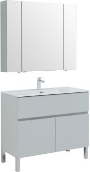 AQUANET Мебель для ванной напольная напольнаяАлвита New 100 1 ящик, 2 дверцы, серый - фото 279062