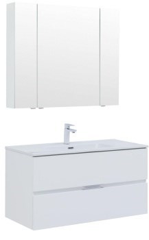 AQUANET Мебель для ванной подвесная Алвита New 100 2 ящика, белый матовый - фото 279083